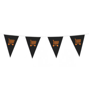 Bedrukte vlaggetjes aan een vlaggenlijn