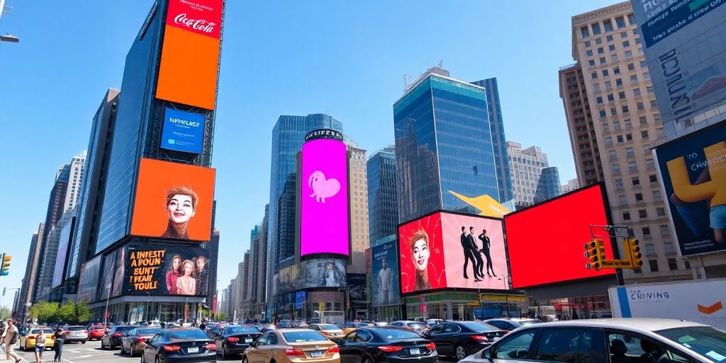 Stad met reclameborden